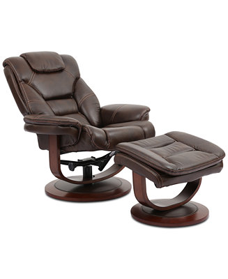 Furniture Faringdon Leather Euro Chair, Leather Swivel Chair With Ottoman