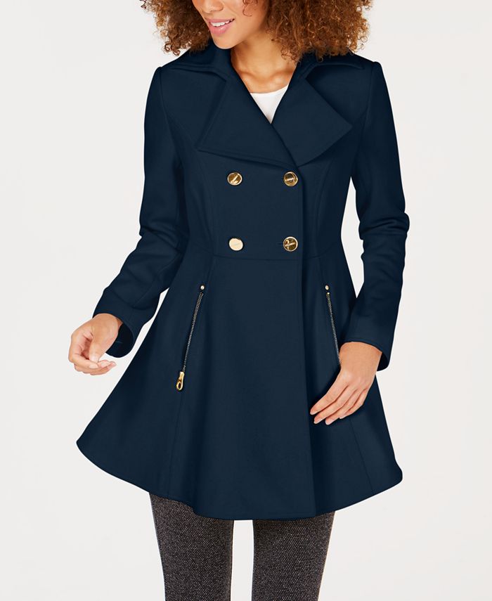 Laundry by Shelli Segal Double-Breasted Skirted Peacoat - Macy's