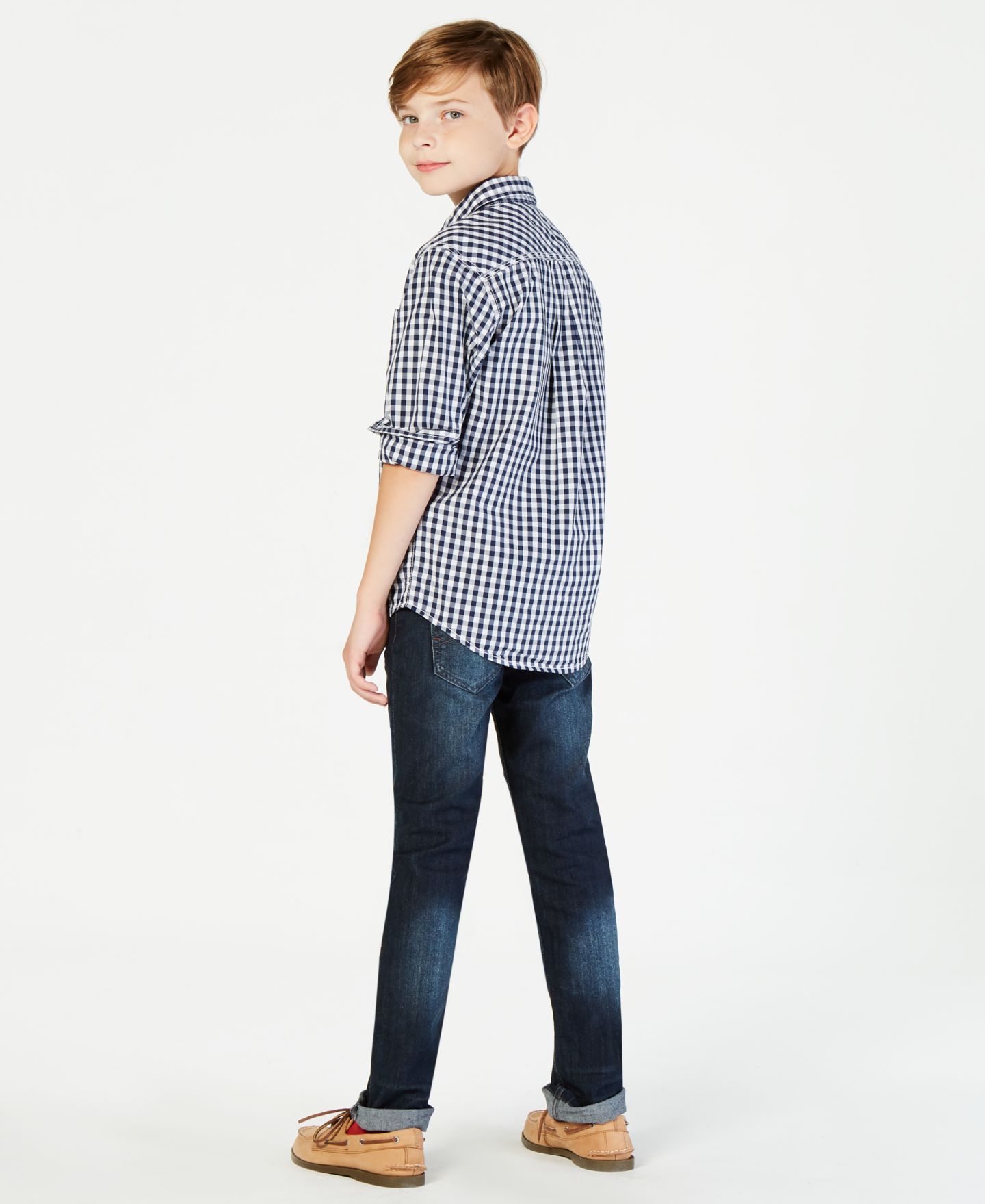 Рубашка Tommy Hilfiger Baxter Gingham Button-Down Shirt для мальчиков, цвет: Синий — фото 4