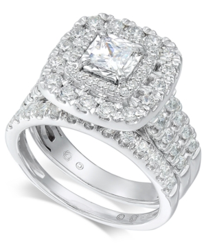 image of Diamond Princess Halo Bridal Set (1-1/2 ct. t.w.) in 14k White Gold