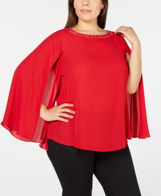 cape sleeve top plus size