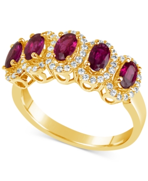 image of Sapphire (1-5/8 ct. t.w.) & Diamond (1/3 ct. t.w.) Ring in 14k White Gold (Also Available in Emerald & Ruby)