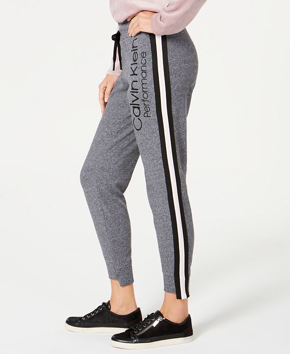 Calvin Klein Logo Varsity-Stripe Step-Hem Joggers & Reviews - Pants ...