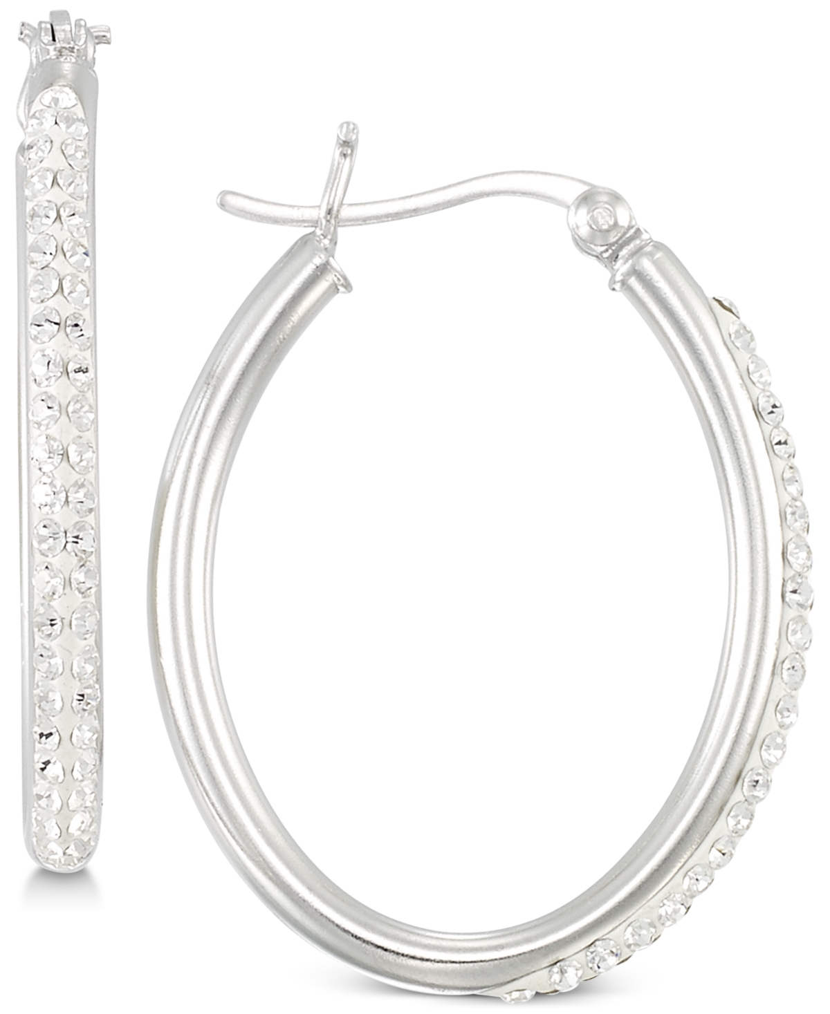 Crystal Hoop Earrings in Sterling Silver - Silver
