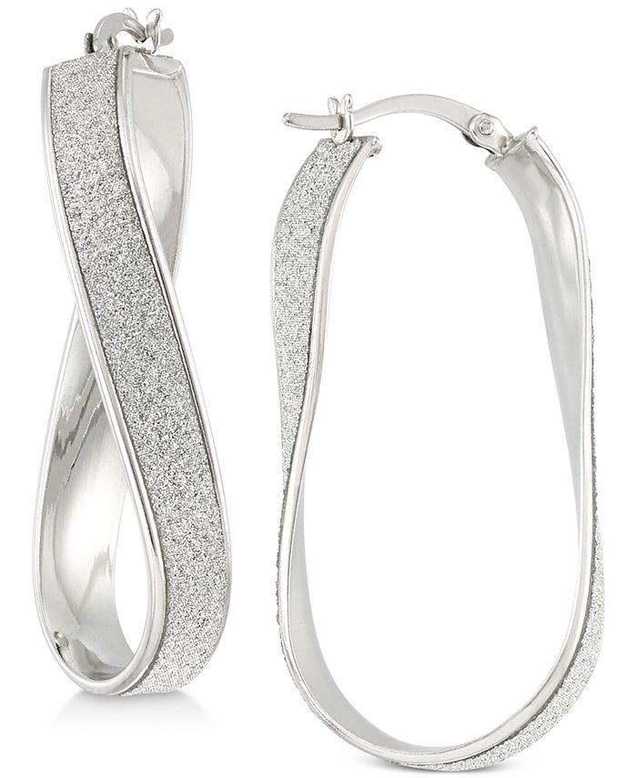 Simone I. Smith - Glitter Twist Hoop Earrings in Sterling Silver