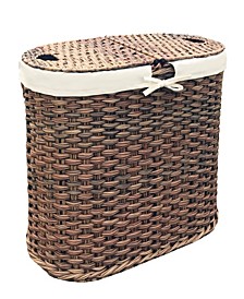 Hand Woven Oval Double Laundry Hamper With Liner