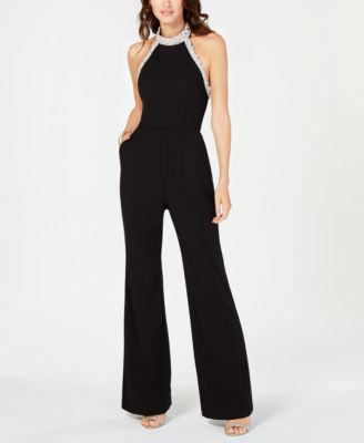 adrianna papell beaded halter jumpsuit