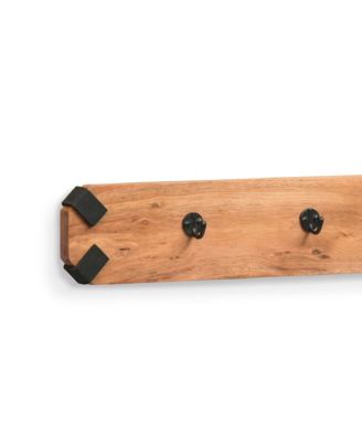 Ryegate Natural Live Edge Solid Wood With Metal Wall Coat Hook