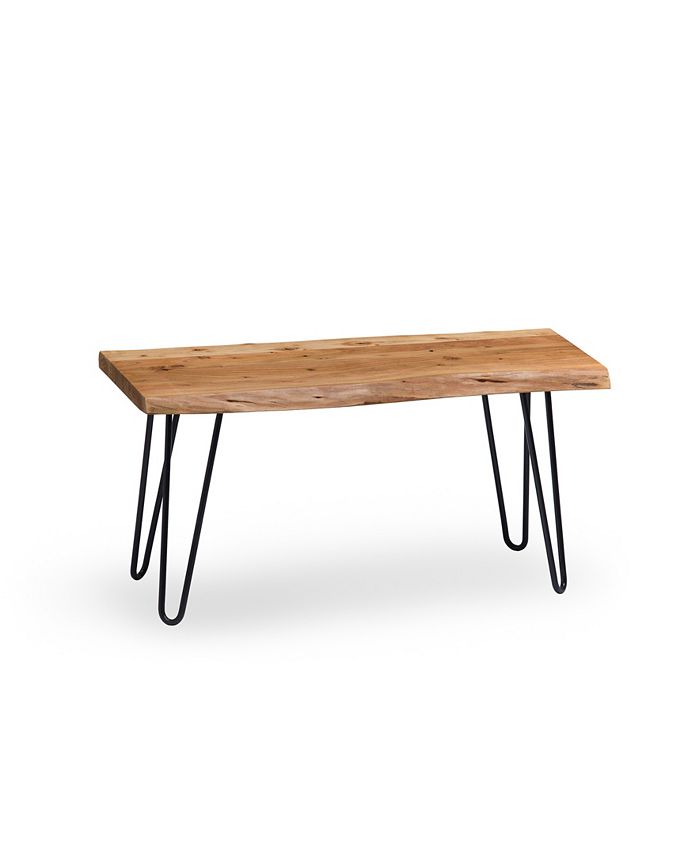 Bolton Furniture Hairpin Natural Live Edge Wood With Metal 36" Bench