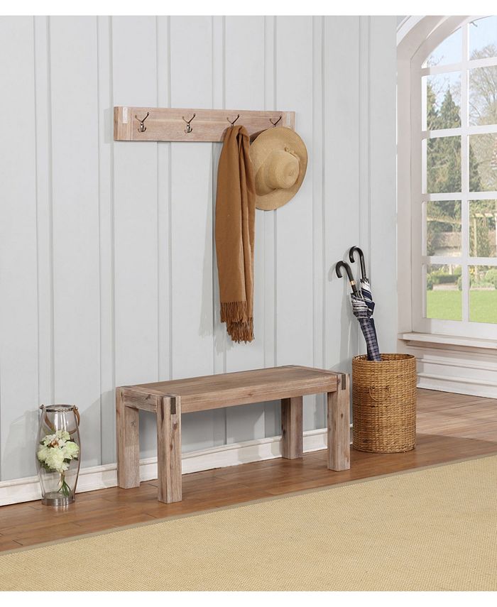 Alaterre Furniture Woodstock Acacia Wood With Metal Coat Hook And Bench