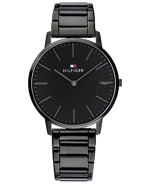 Tommy Hilfiger Men S Black Stainless Steel Bracelet Watch 40mm Created For Macy S Reviews Watches Jewelry Watches Macy S
