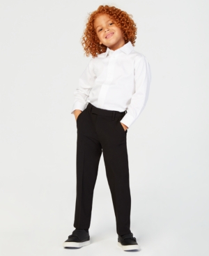Shop Calvin Klein Little Boys Infinite Stretch Machine Washable Suit Pants In Black