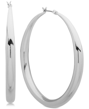 Anne Klein Tapered Medium Hoop Earrings In Silver