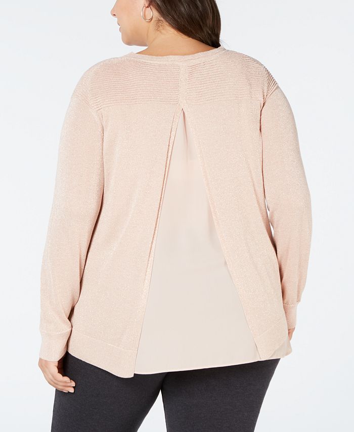 Joseph A Plus Size Split-Back Layered Sweater - Macy's