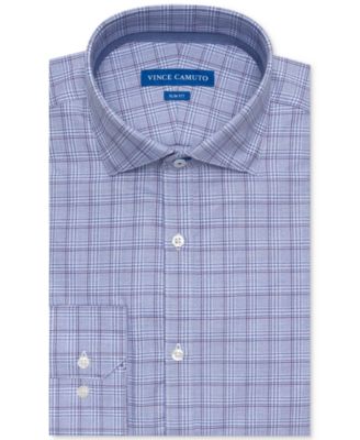 Vince Camuto - Men's Slim-Fit Comfort Stretch Grape Plaid Dress Shirt