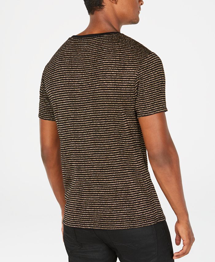 GUESS Men's Black & Gold Striped T-Shirt - Macy's