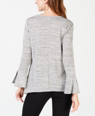 NY Collection Petite Metallic Ring-Neck Top