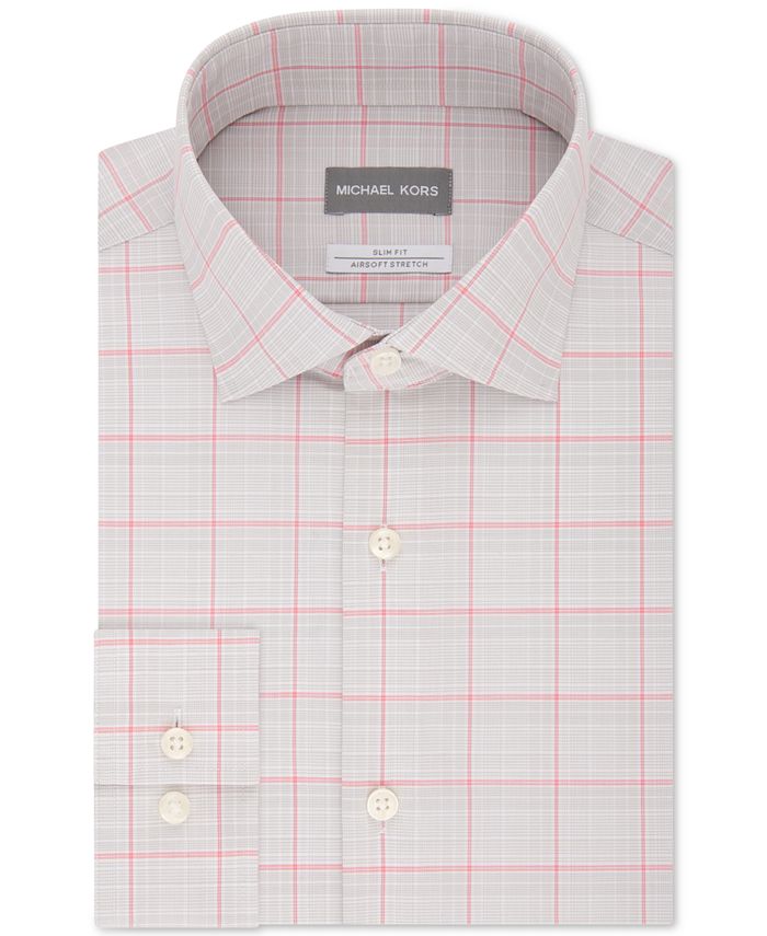 Michael Kors Men's Solid Stretch Shirt Pink Size XL