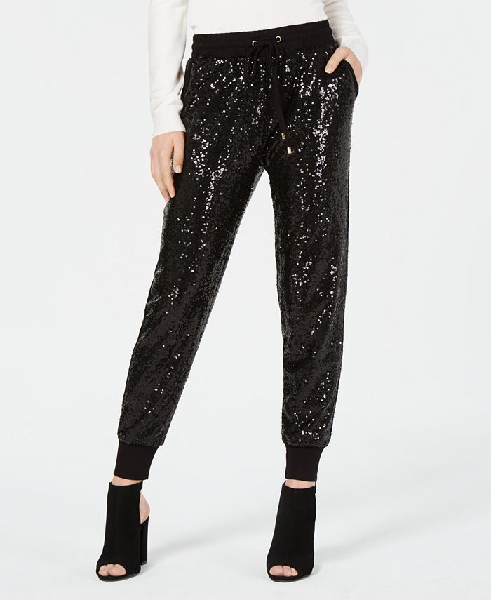 White sequin joggers top