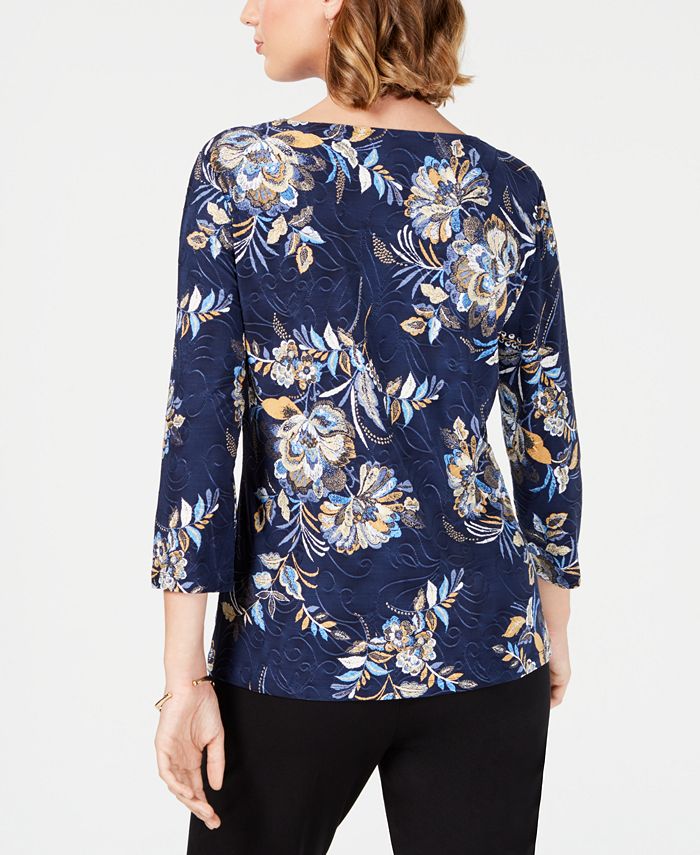 JM Collection Metallic Jacquard Sparkle Blouse, Created for Macy's ...