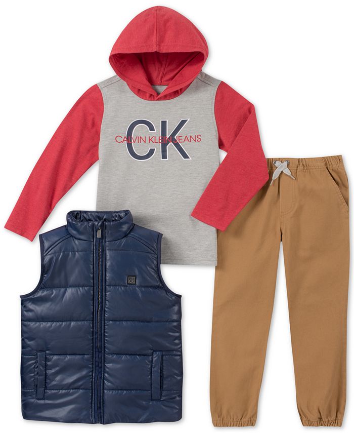 Calvin Klein 3-Pc. Baby Boys Vest, Hoodie & Pants Set - Macy's