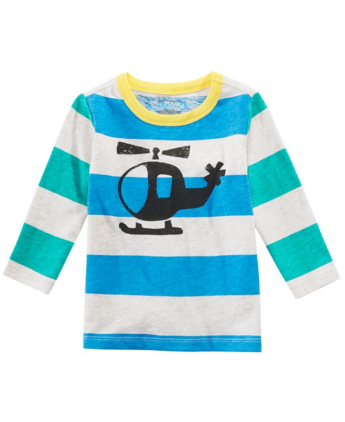 First Impressions Baby Boys Helicopter Graphic Striped Cotton T-Shirt ...