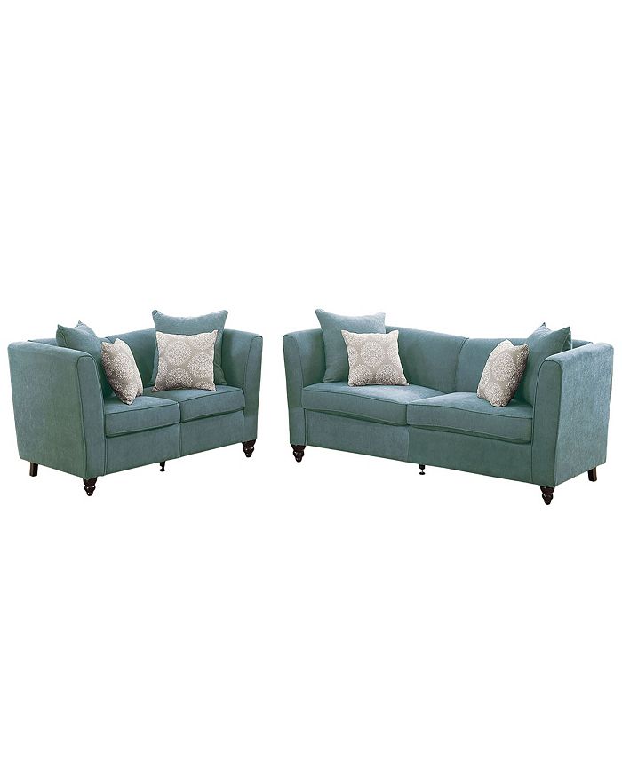 Poundex Bobkona Obert Velveteen Microfabric 2Piece Sofa And Loveseat