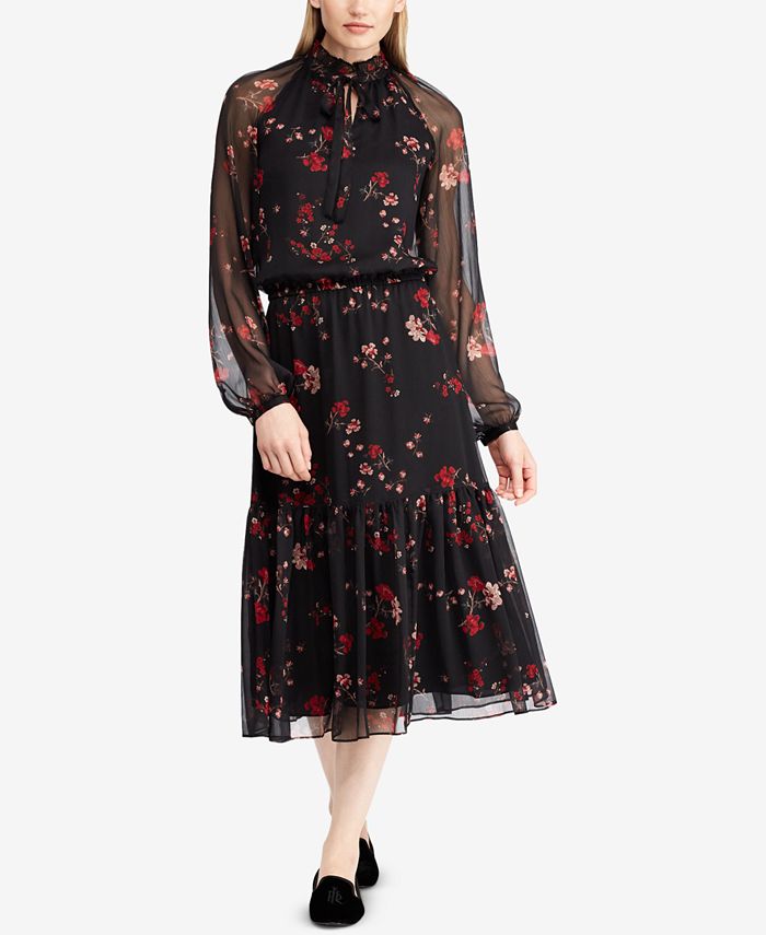 Ralph lauren floral print 2024 georgette dress