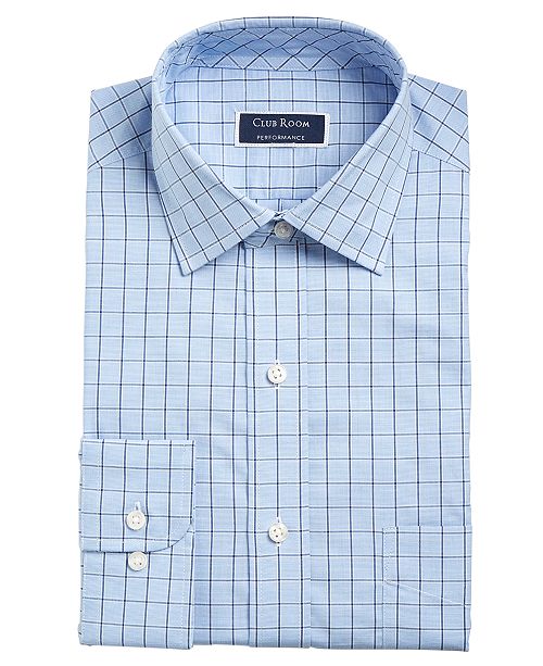 Men S Classic Regular Fit Performance Windowpane Dress Shirt Created For Macy S