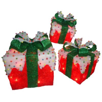 National Tree Company - National Tree PreLit Red Sisal Gift Box Assortment