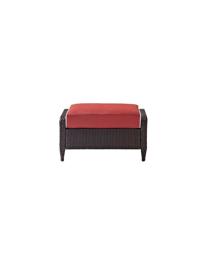 Crosley Kiawah Outdoor Wicker Ottoman With Sangria Cushions Macy's