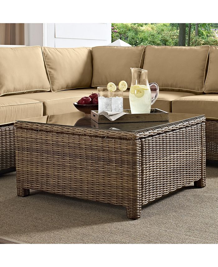 Crosley Bradenton Outdoor Wicker Sectional Glass Top Coffee Table Macy's