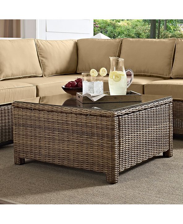 Crosley Bradenton Outdoor Wicker Sectional Glass Top Coffee Table & Reviews - Furniture - Macy&#39;s