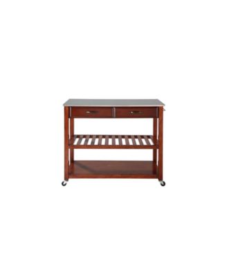 Stainless Steel Top Kitchen Cart Island With Optional Stool Storage