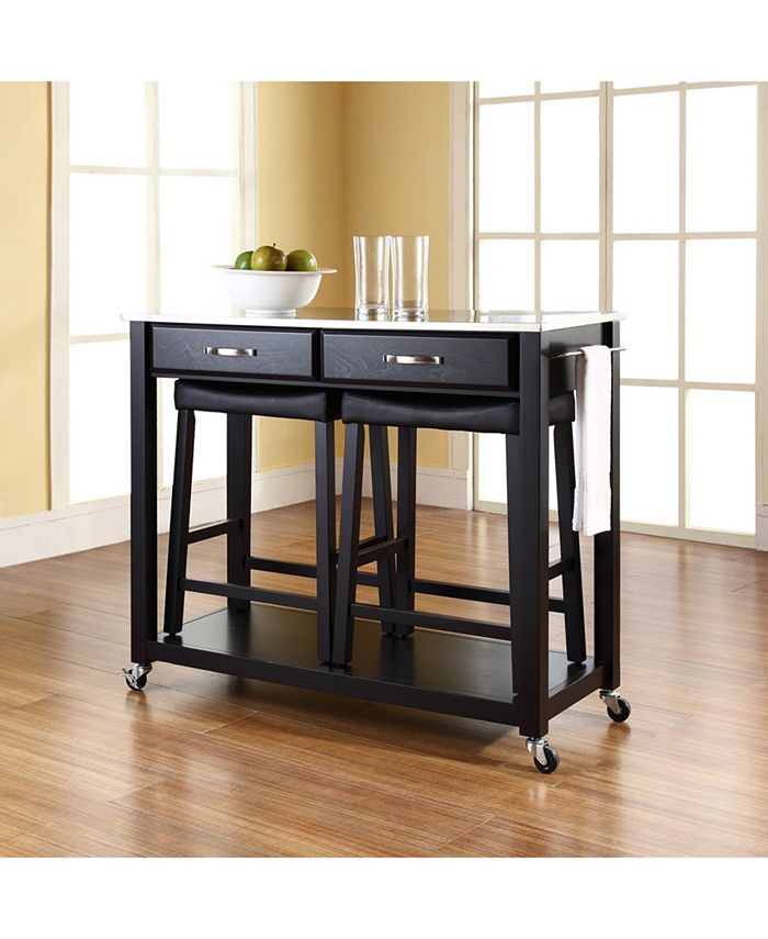 Crosley Stainless Steel Top Kitchen Cart Island With 24" Upholstered