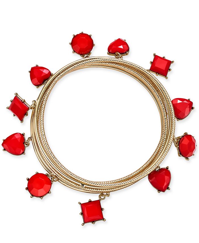 Thalia Sodi Gold-Tone 6-Pc. Set Heart Stone Bangle Bracelets, Created ...