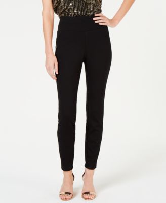 INC International Concepts I.N.C. Curvy Faux-Leather-Stripe Skinny Pants, Created for Macy's