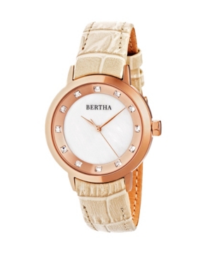 image of Bertha Quartz Cecelia Collection Creamleather Watch 34Mm