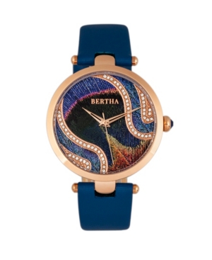 image of Bertha Quartz Trisha Collection Blue Leather Watch 39Mm