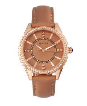 image of Bertha Quartz Clara Collection Khaki Leather Watch 39Mm