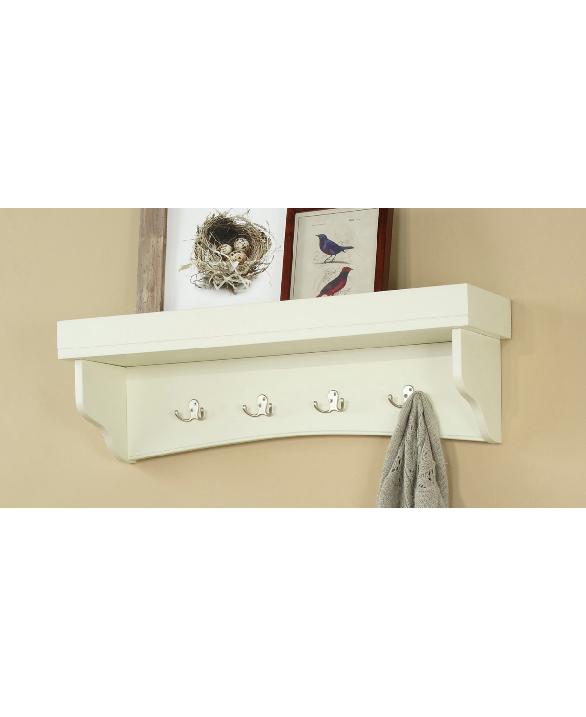 Shaker Cottage Coat Hooks with Tray Shelf