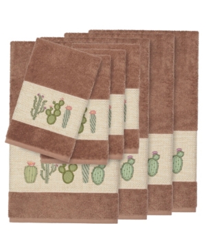 Linum Home Mila 8-pc. Embroidered Turkish Cotton Bath And Hand Towel Set Bedding In Latte