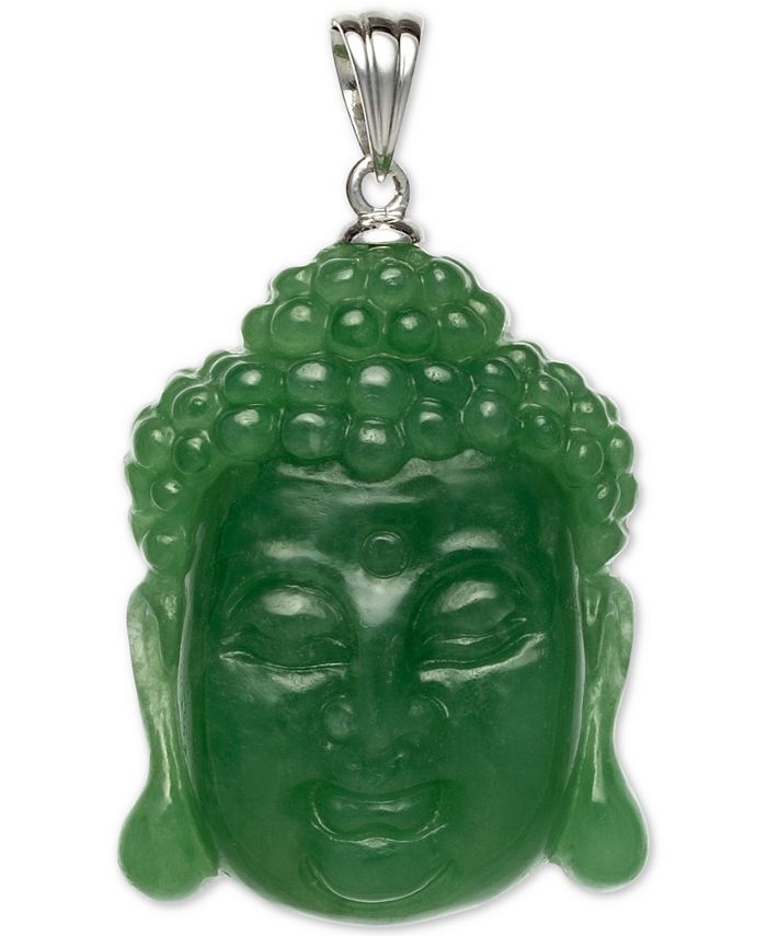 Macy s Dyed Jade 24 x 30mm Carved Buddha in Sterling Silver Macy s