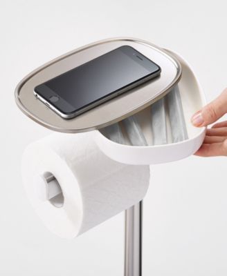EasyStore™ Standing Toilet Paper Holder and Flex Steel Toilet Brush
