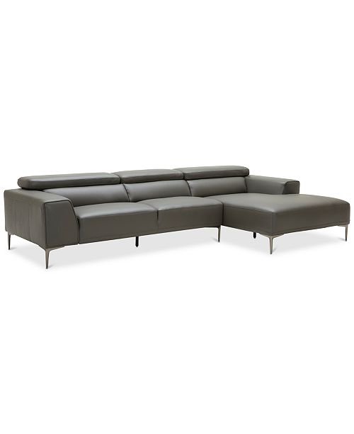 Furniture CLOSEOUT! Mossley 127" 2Piece Leather Chaise Sectional Sofa