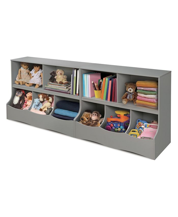 Badger Basket Kids Up & Down Scatola Giocattoli E Organizer, Panca In Legno Con 2 Cestini Reversibili, Grigio Scuro, 80x40x48cm - 3