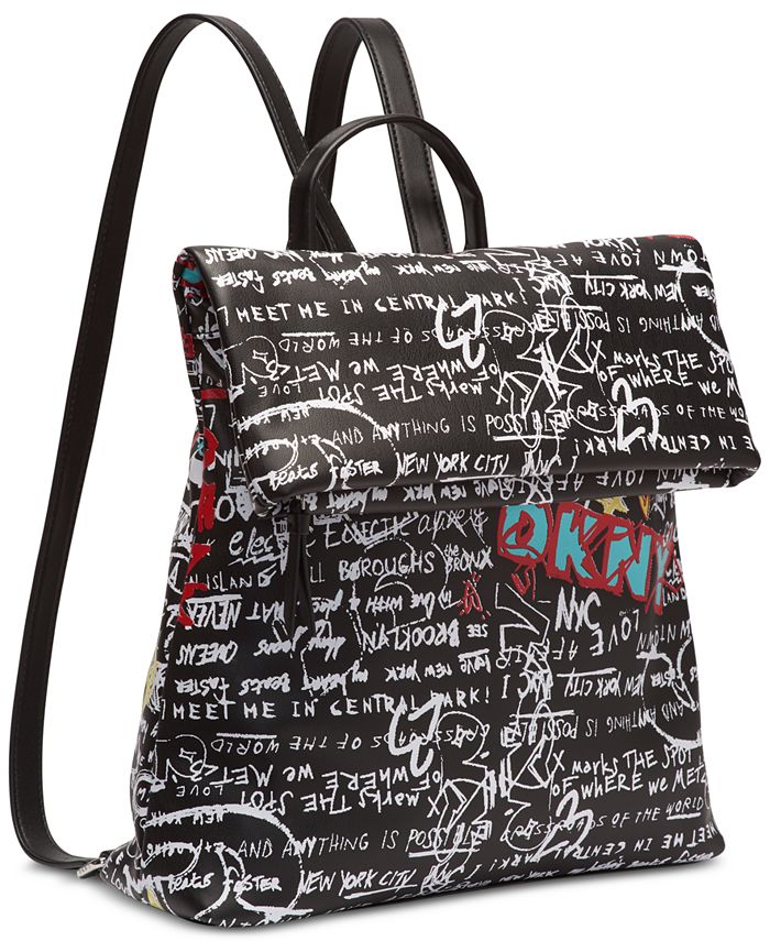 DKNY Tilly Graffiti Foldover Backpack Macy s