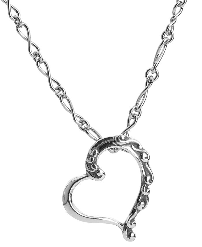 Carolyn Pollack Scroll Heart Necklace in Sterling Silver - Macy's