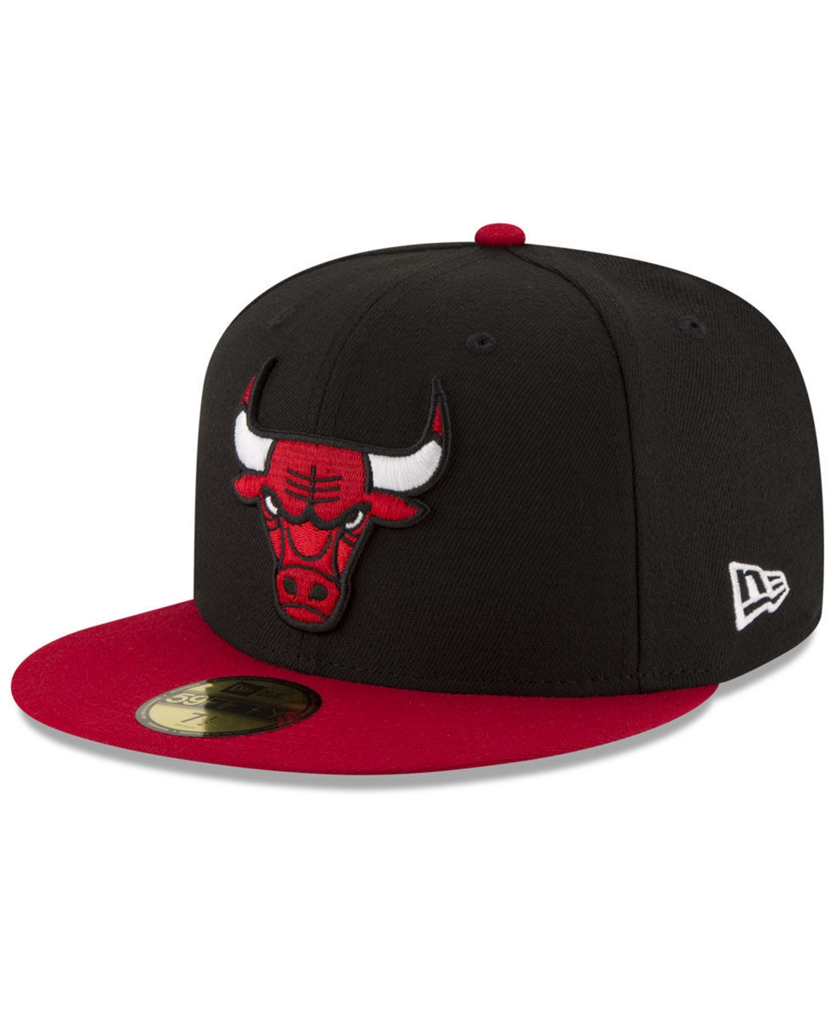 New Era Chicago Bulls Basic 2 Tone 59fifty Fitted Cap In Black,red