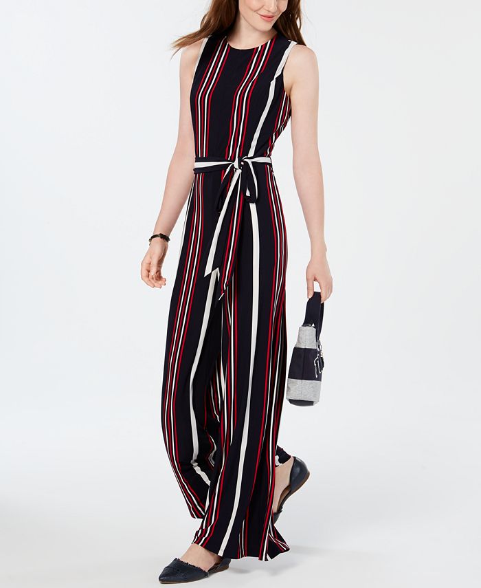 Tommy Hilfiger Signature-Stripe Jumpsuit, Created for Macy's - Macy's